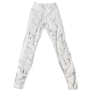 Buff Bunny Leggings White Black Lightning Marble Tie Dye Print Size Med Pockets